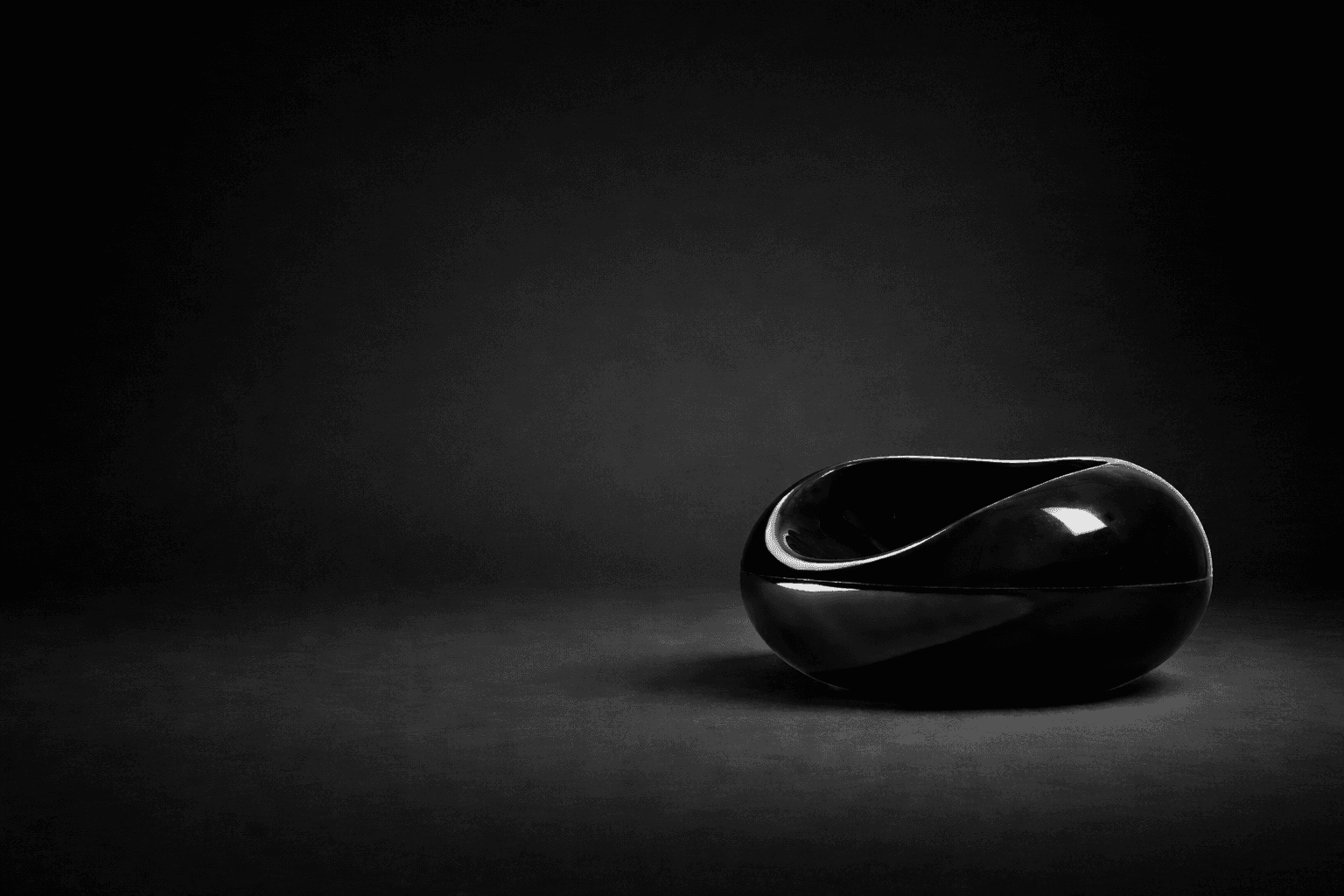 Glossy black sculptural design object